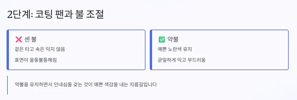 코팅 팬 불 조절