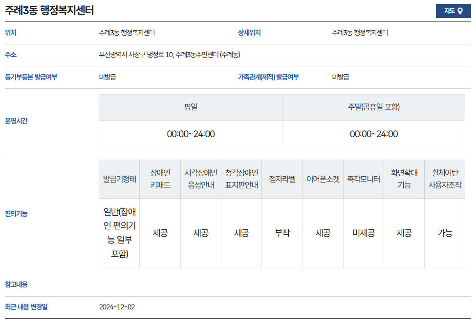 부산 사상구 무인발급기
