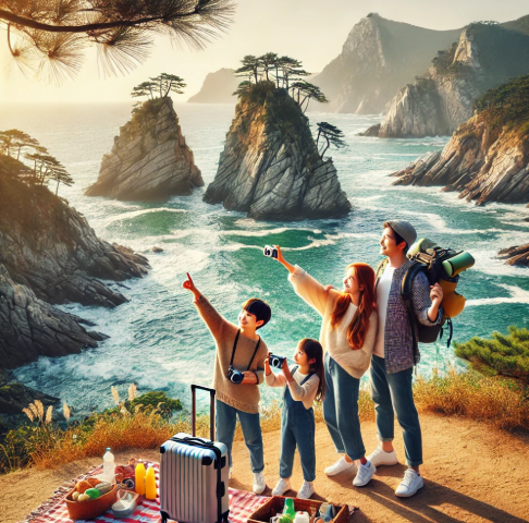 삼선암 주변을 여행하는 가족 사진