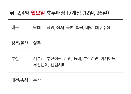 2024년 8월 홈플러스 휴무일 안내 - 2주, 4주 월요일 휴무 지점 (12일, 26일) 2024년 8월 홈플러스 휴무일 안내 - 2주, 4주 월요일 휴무 지점 (12일, 26일)