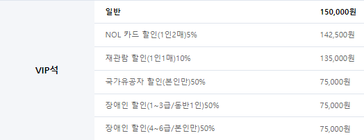 티켓 가격 할인 정보