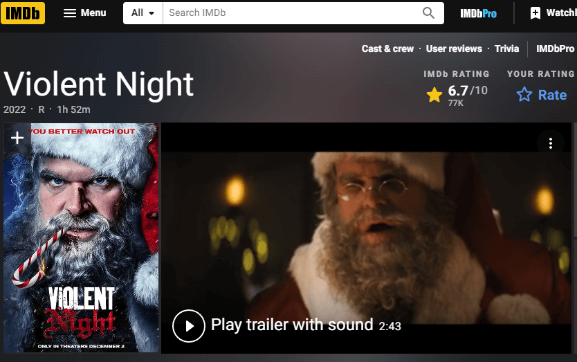 IMDB 영화 평점 스크린 샷