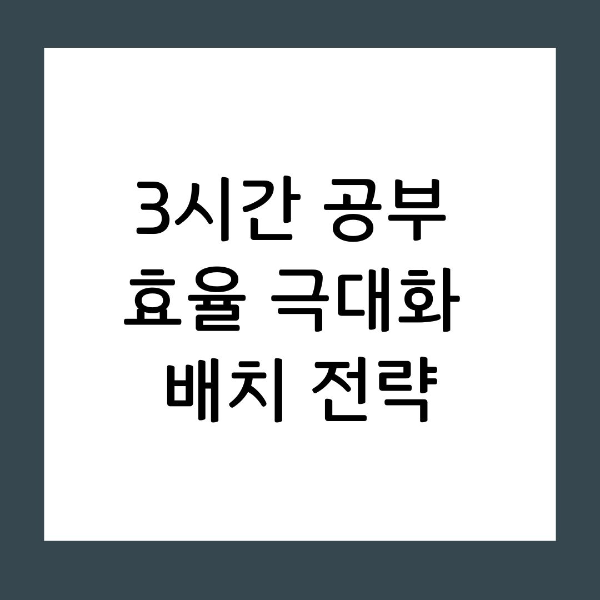 3시간 구성 집중력을 잃지 않고 공부량을 채우는 배치법