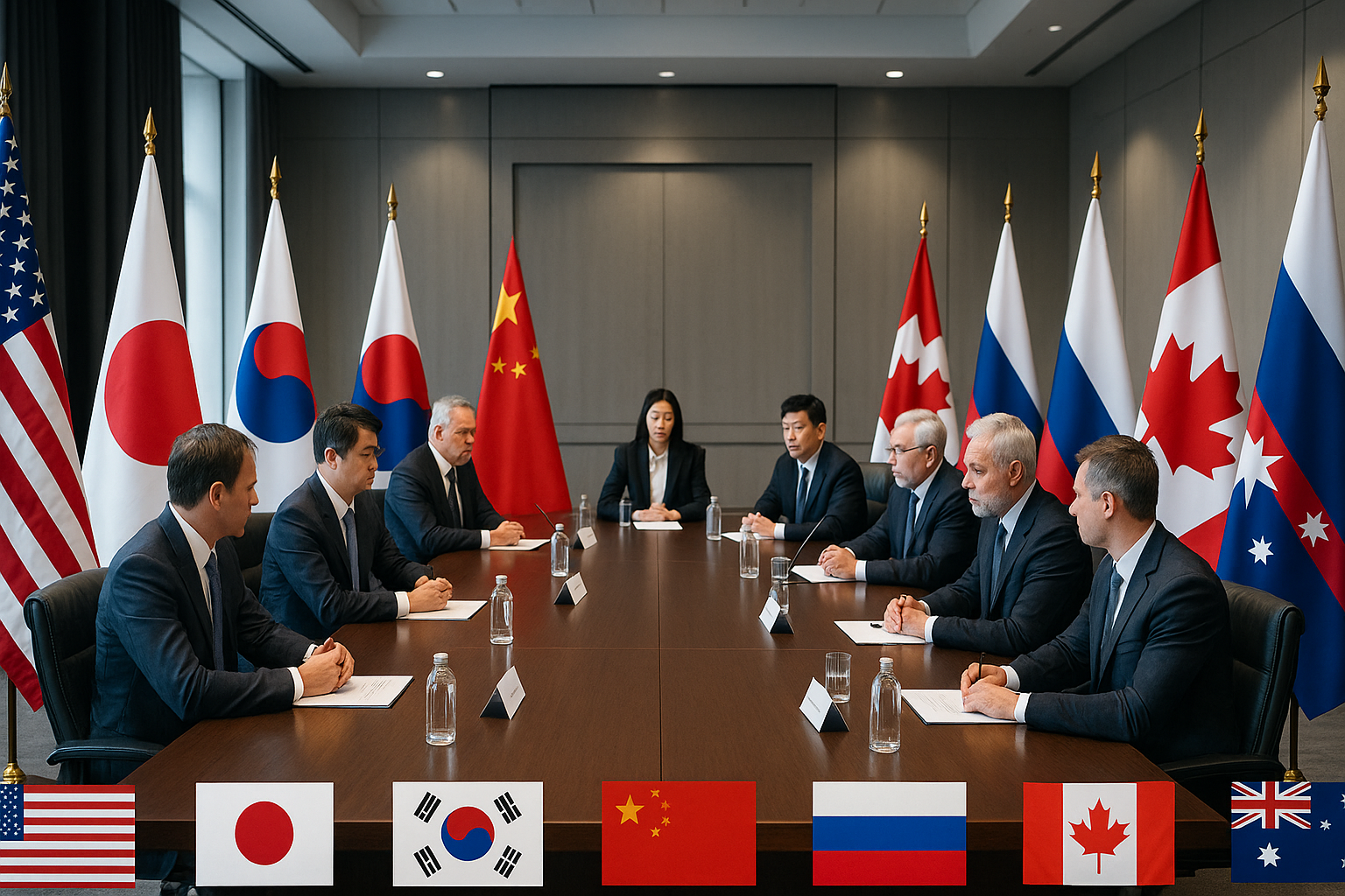 각 나라의 정상들의 정상회담 이미지