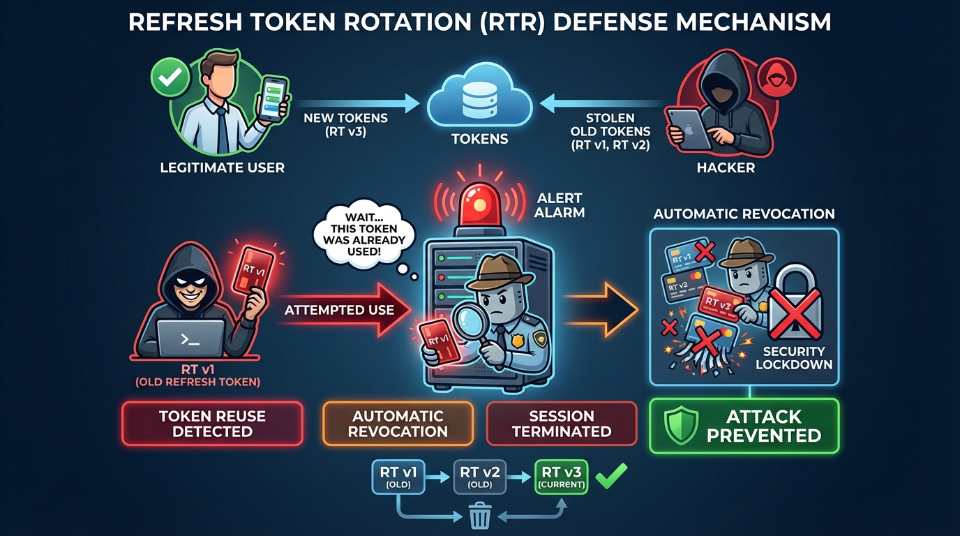 토큰 탈취를 감지하고 완벽하게 방어하는 RTR(Refresh Token Rotation) 기법 동작 원리