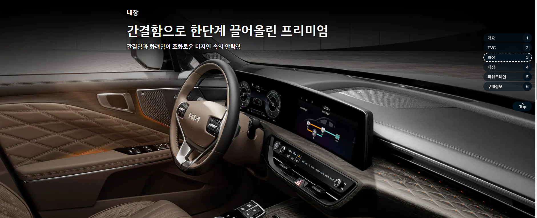 기아 K8 하이브리드의 실내 사진입니다