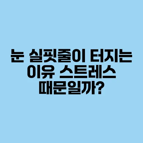 눈 실핏줄이 터지는 이유 스트레스 때문일까?