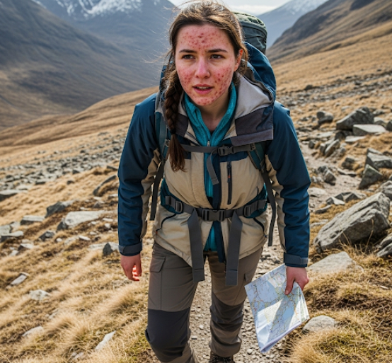 고산지대 여행 중 피부 트러블 난 모습