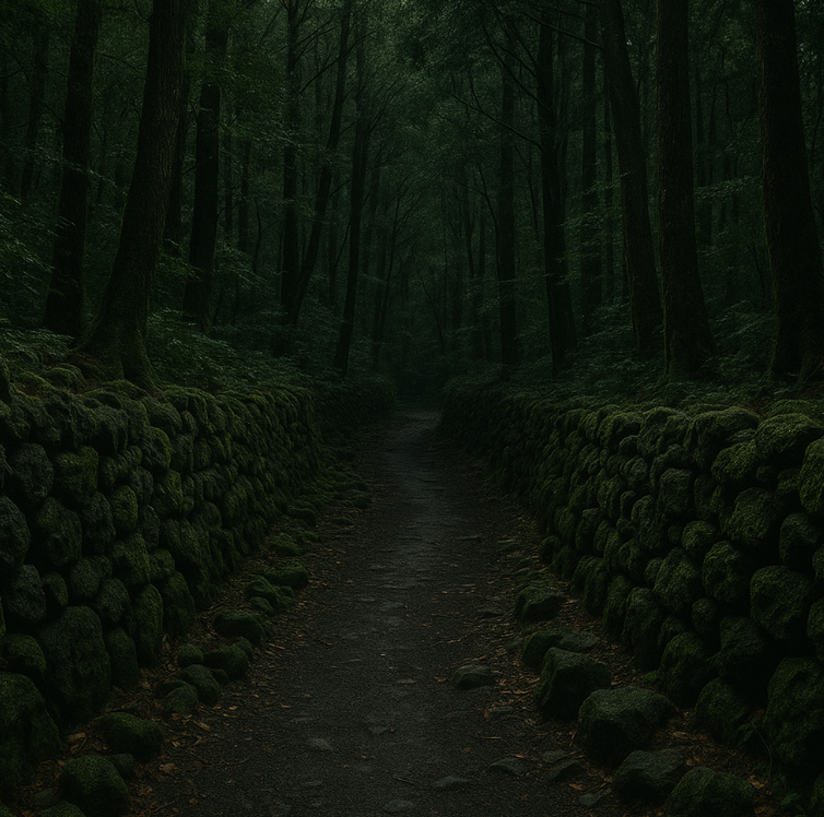 제주도 하례리 현무암으로 되어있는 검은 숲길