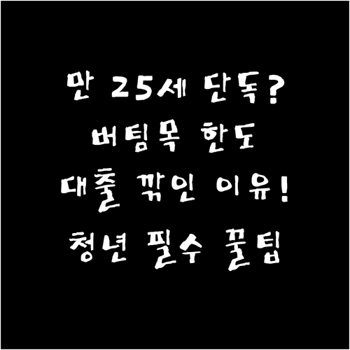 만 25세 단독 세대주에게 적용되는 ..