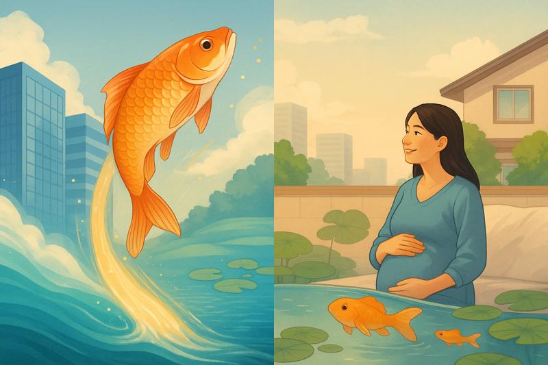 잉어가 나오는 꿈의 의미와 해몽: 잉어 잡는 꿈부터 황금잉어, 큰 잉어, 태몽까지 (붕어꿈과 비교)