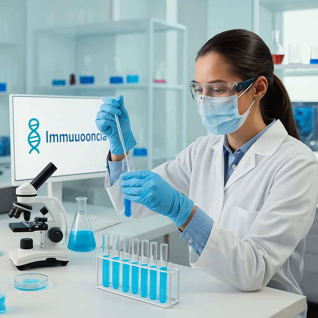 면역항암제 연구실에서 실험 중인 여성 연구원