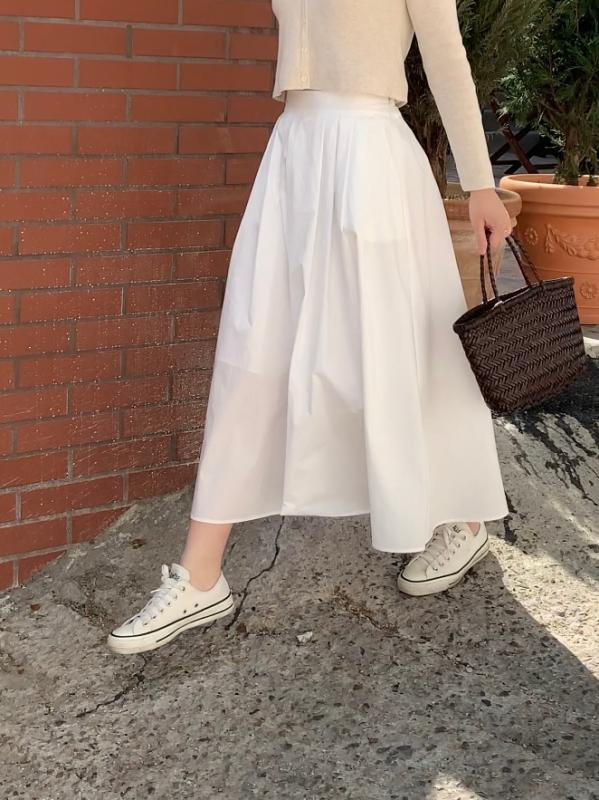 (Restock/당일) MIEL 미엘 니스 롱 스커트 (화이트 풀 스커트)