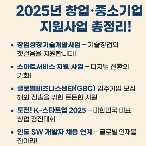 2025년 중소기업 지원사업 정리 관련 사진