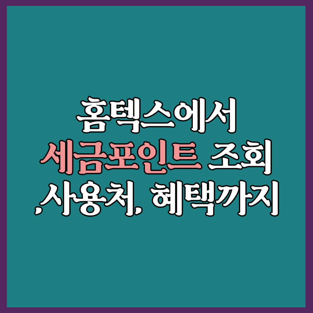 세금포인트 조회 및 사용처, 혜택