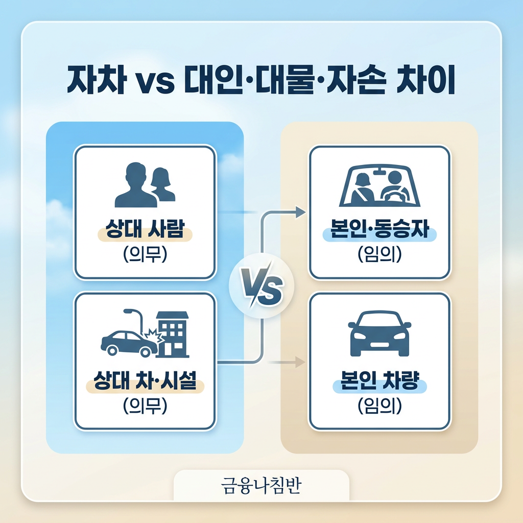 자차 vs 대인 대물 자손 비교