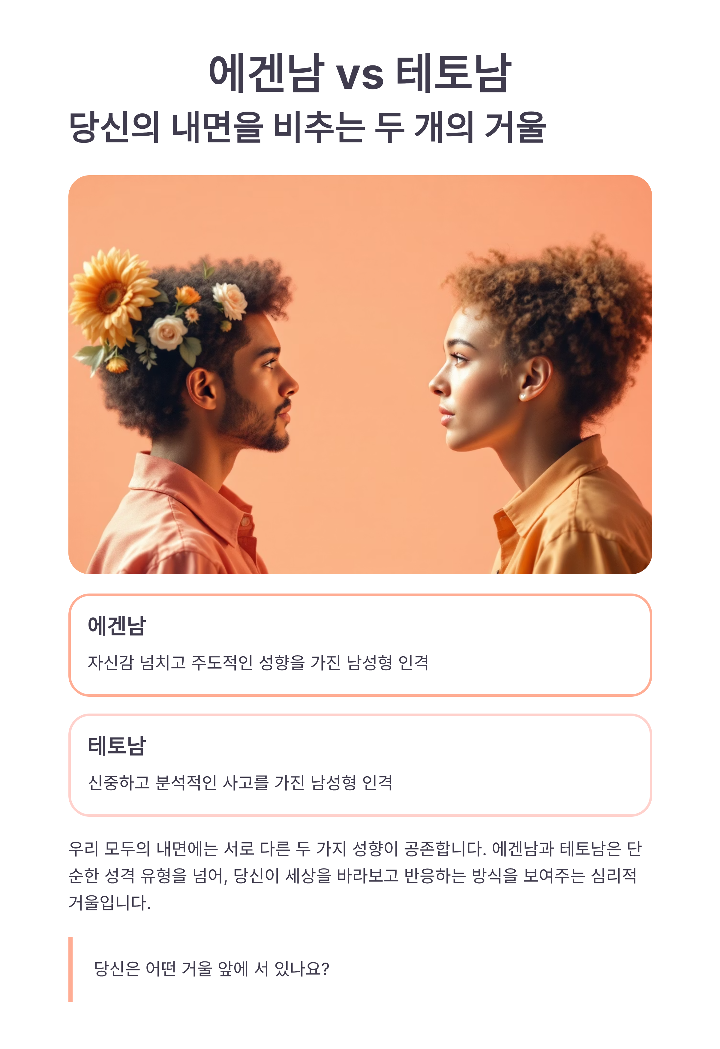 에겐남 vs 테토남, 당신의 내면을 비추는 두 개의 거울