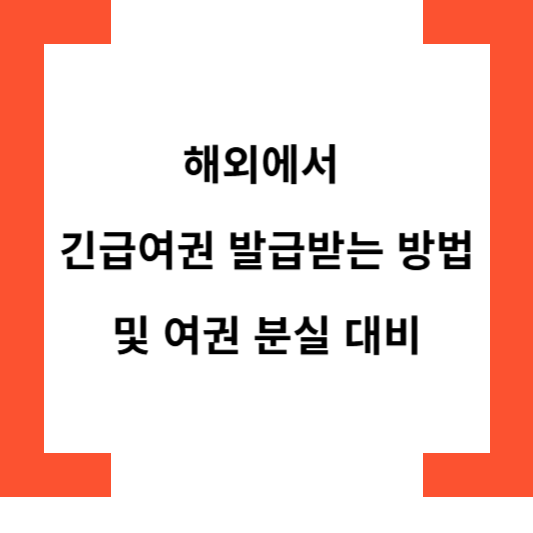 해외긴급여권발급방법및여권분실대비