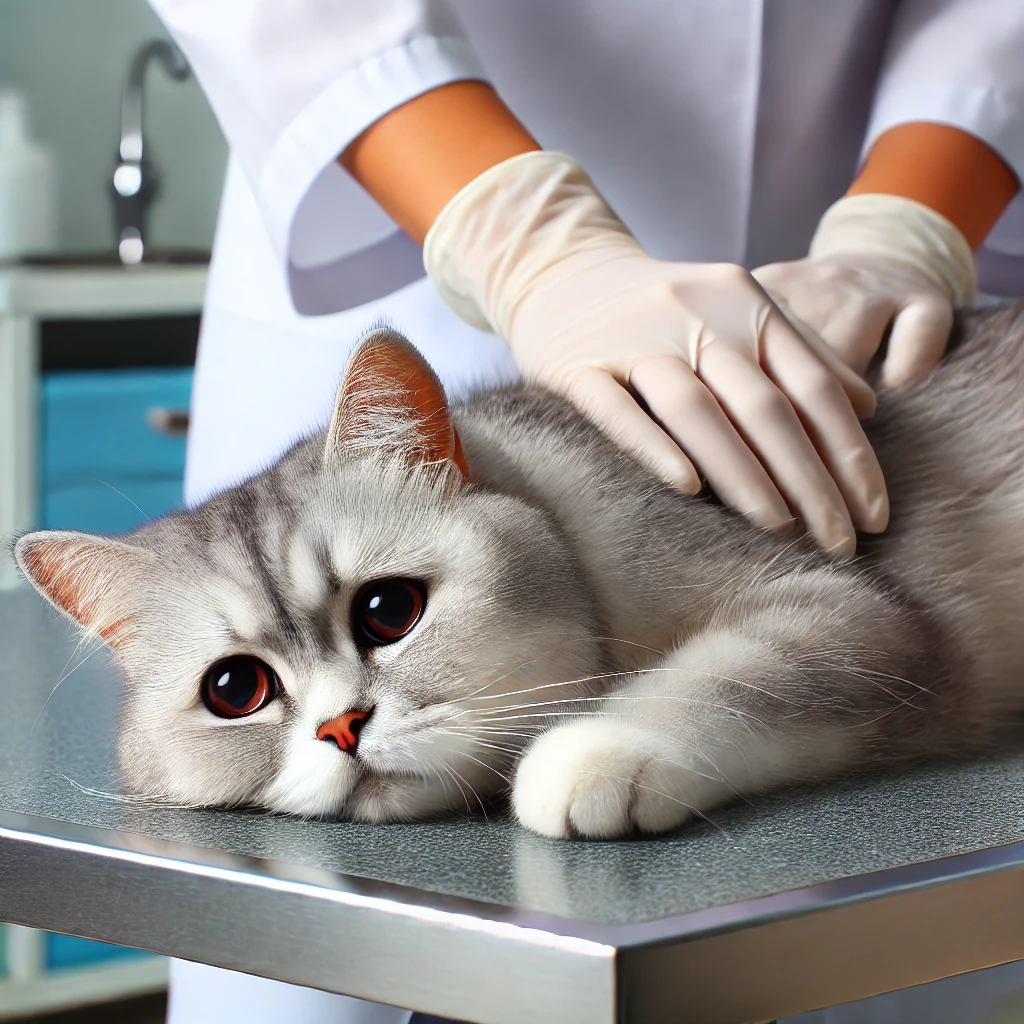 병원에서 치료받는 고양이