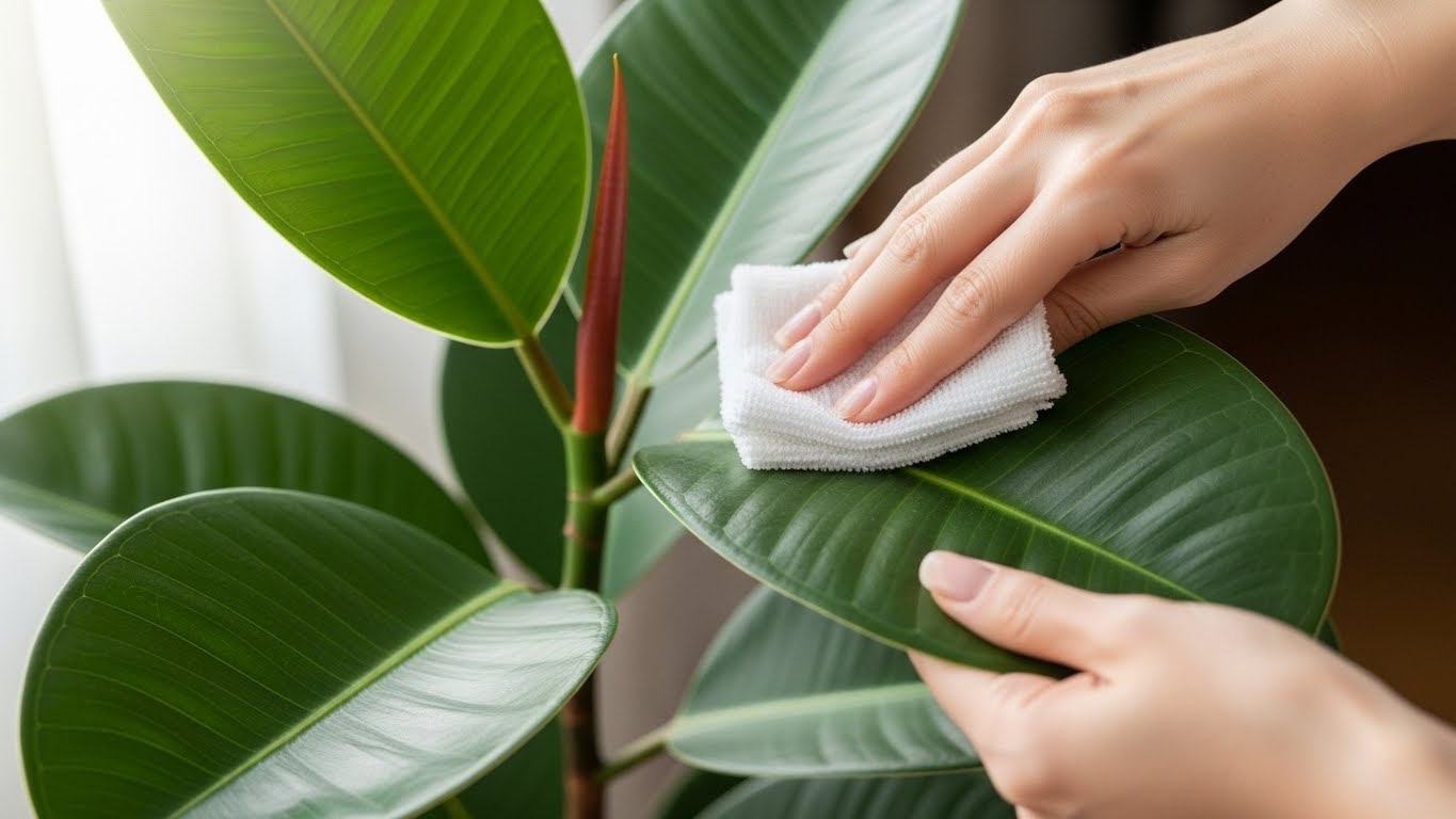 뱅갈 고무나무 먼지제거