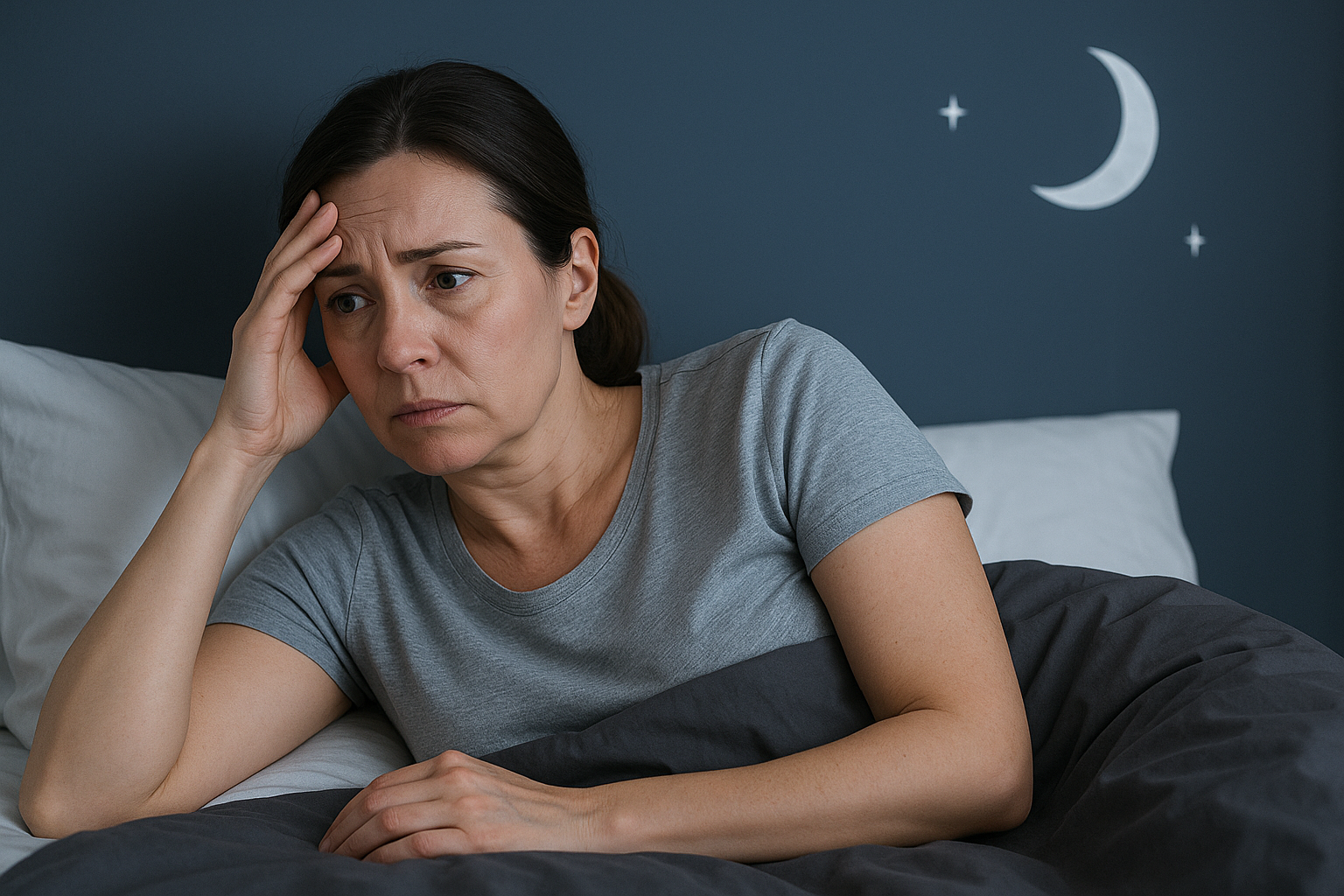 갱년기 불면증에 시달리는 중년 여성