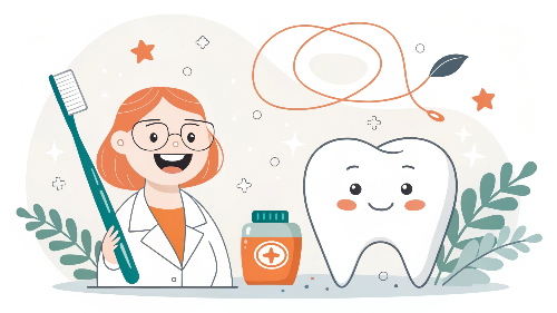 구강 청결과 관련된 캐릭터를 표현하는 이미지