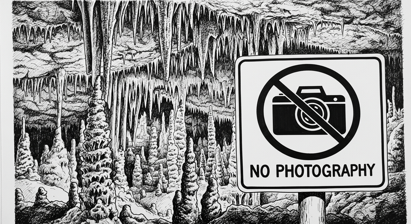 대금굴 내부 사진 촬영 금지 표지판