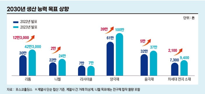 2030년 생산능력 목표 상향