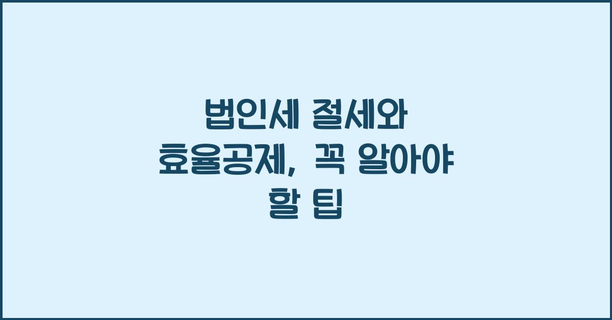 법인세 절세와 효율공제