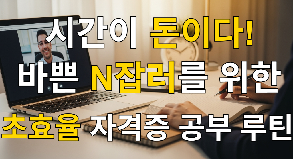 여러 업무와 자격증 공부를 효율적으로 병행하는 N잡러의 생산적인 책상 모습