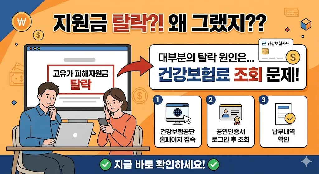 탈락 여부 조회 — 건강보험공단 1분 확인 이미지