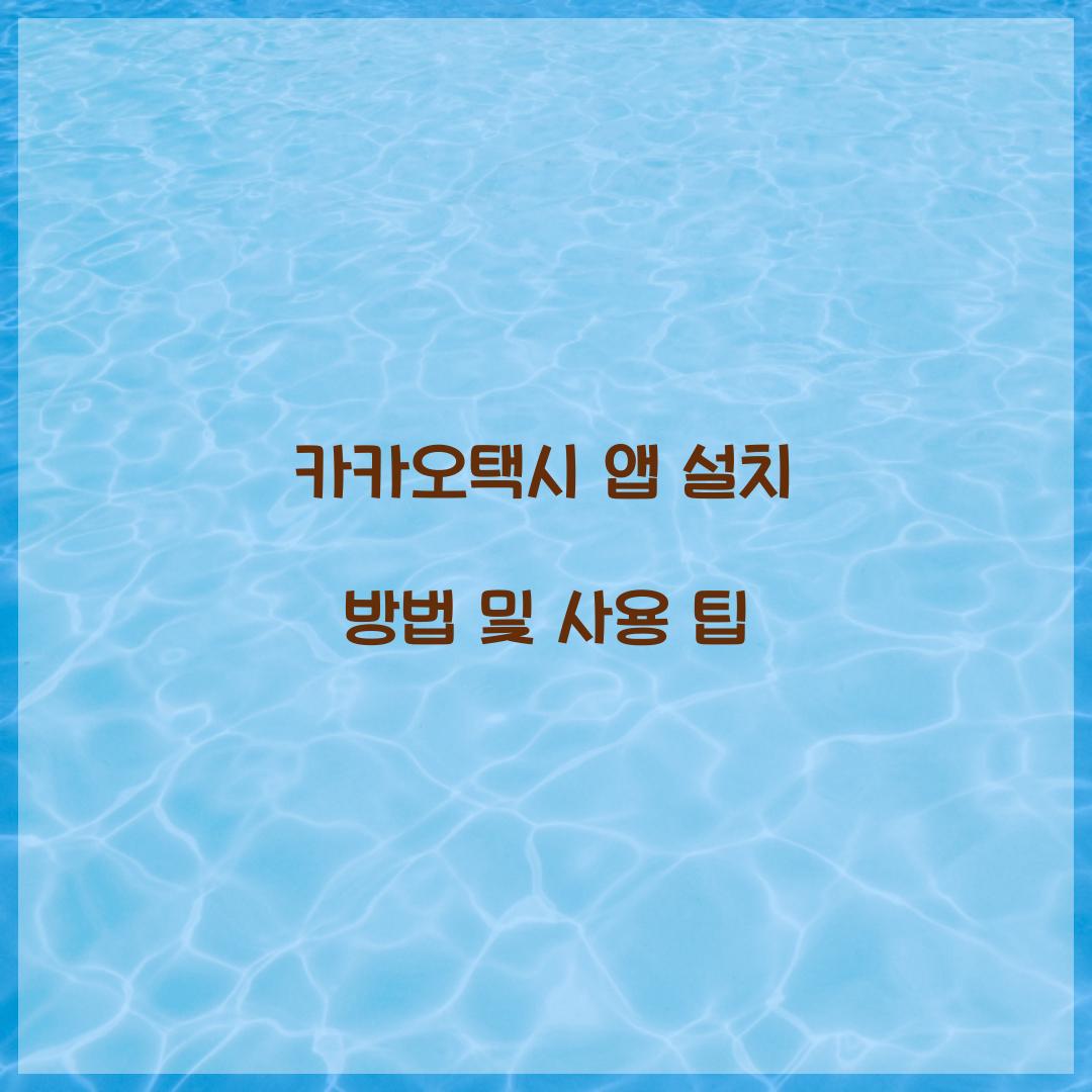 카카오택시 앱 설치