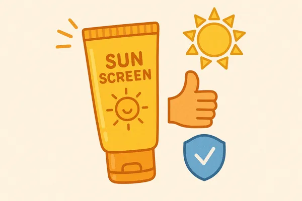 썬크림과 태양 아이콘 이미지