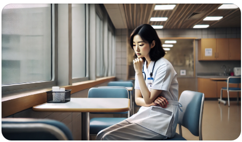 이직으로 고민하는 간호사 모습