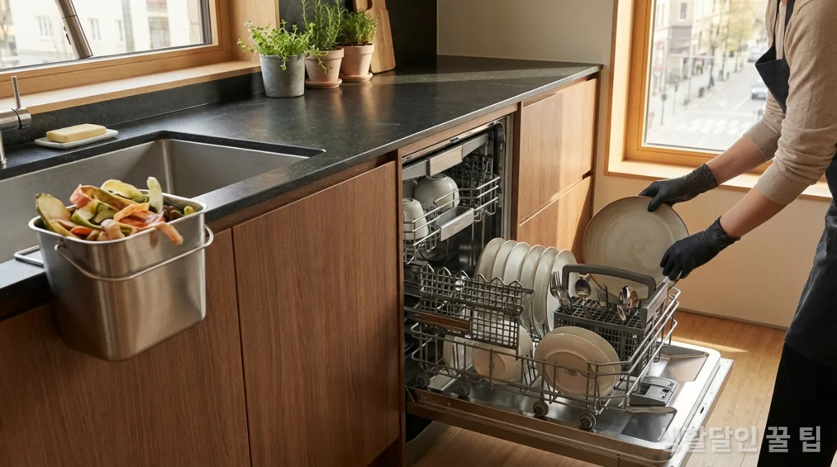 식기세척기에 올바르게 식기를 넣는 모습