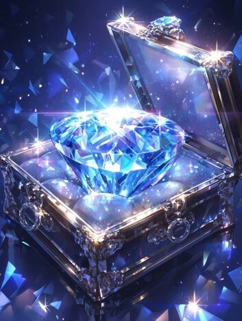 고급진-보석함에서-햇빛을-받아-영롱한-빛을-발산하는-아름다운-다이아몬드