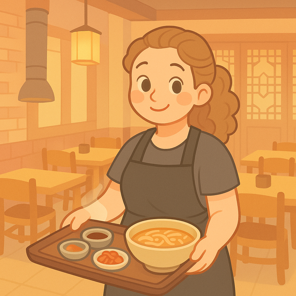 외국인 배우자가 식당에 취업해 일하는 사진