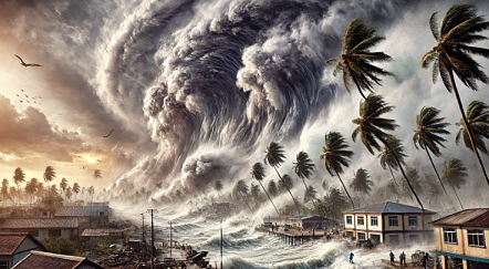 해안가를 덮어버리는 거대한 파도