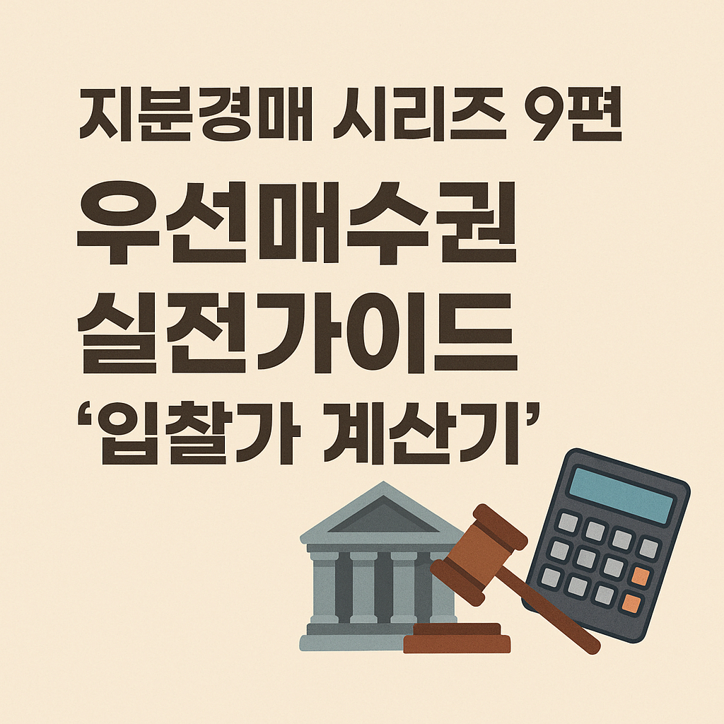 지분경매 시리즈 9편, 우선매수권 실전가이드: &ldquo;같은 가격 뺏김&rdquo;을 줄이는 전략(입찰가 계산기)