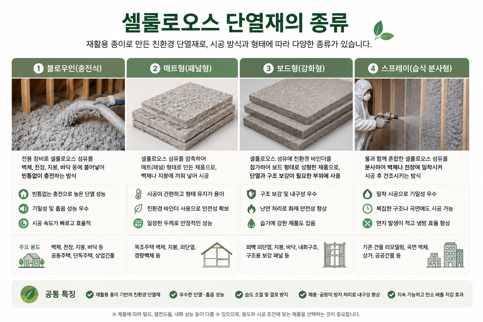 셀룰로오스 단열재의 종류