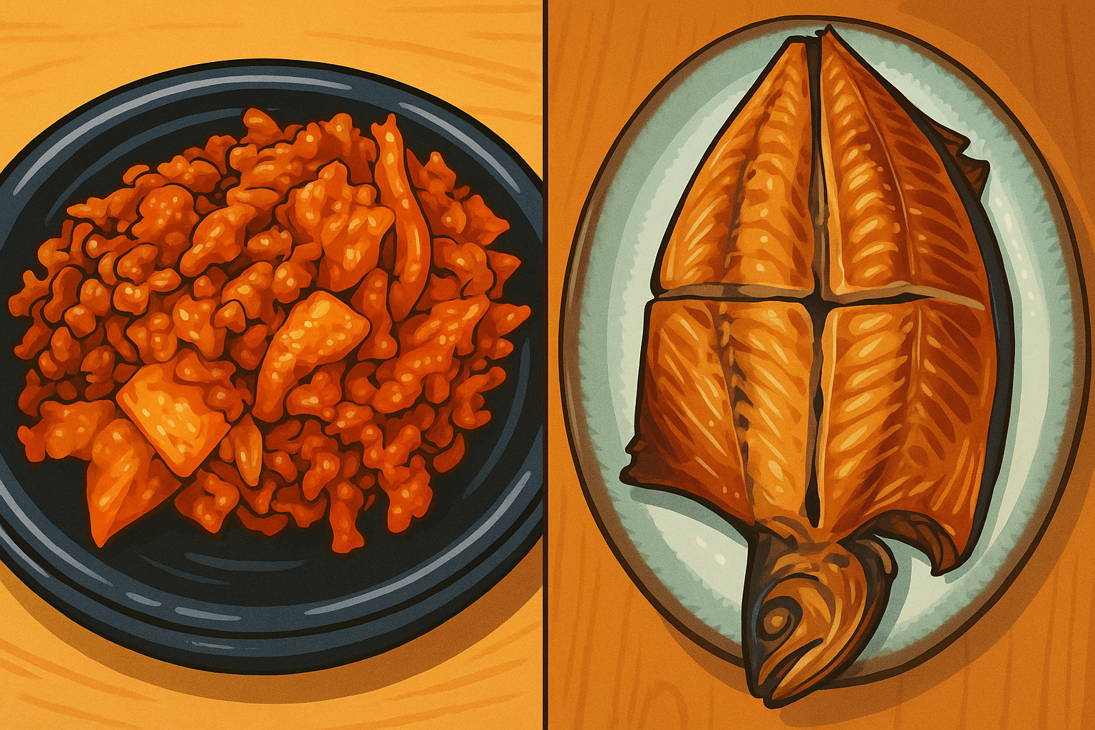 제육 쌈밥과 고등어 구이