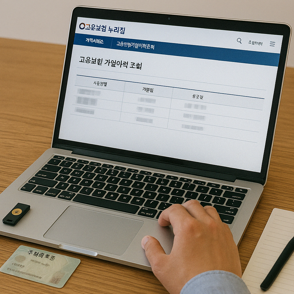 고용보험 가입 확인 관련 사진