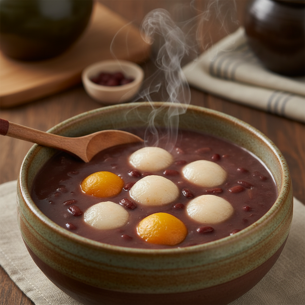 따뜻하고 고소한 동지 팥죽 한 그릇과 쫀득한 호박 새알심