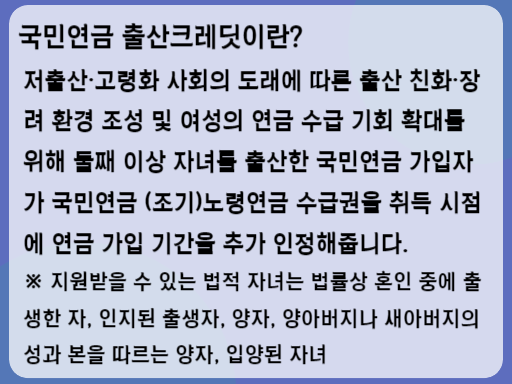 2023 국민연금 출산크레딧 소개