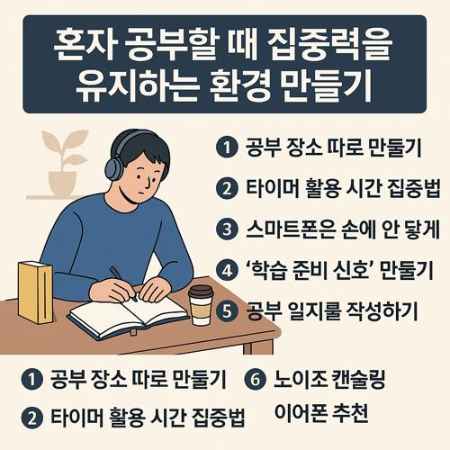 혼자 공부할 때 집중력을 유지하는 환경 만들기|혼공러를 위한 실전 팁