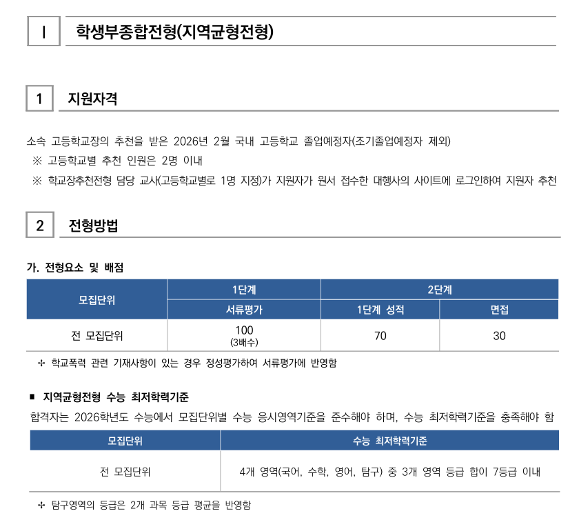 서울대 지역균형전형