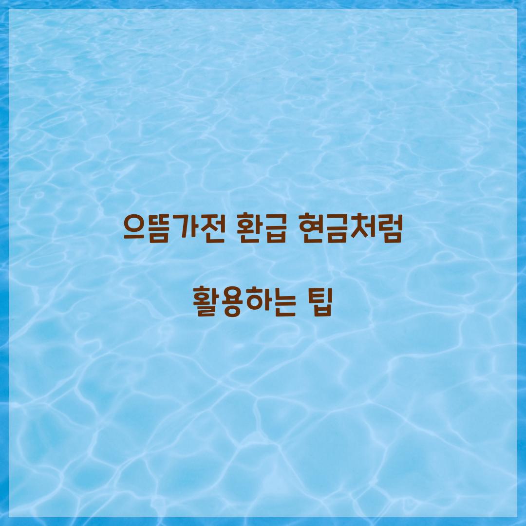 으뜸가전 환급 현금처럼 활용하는 팁