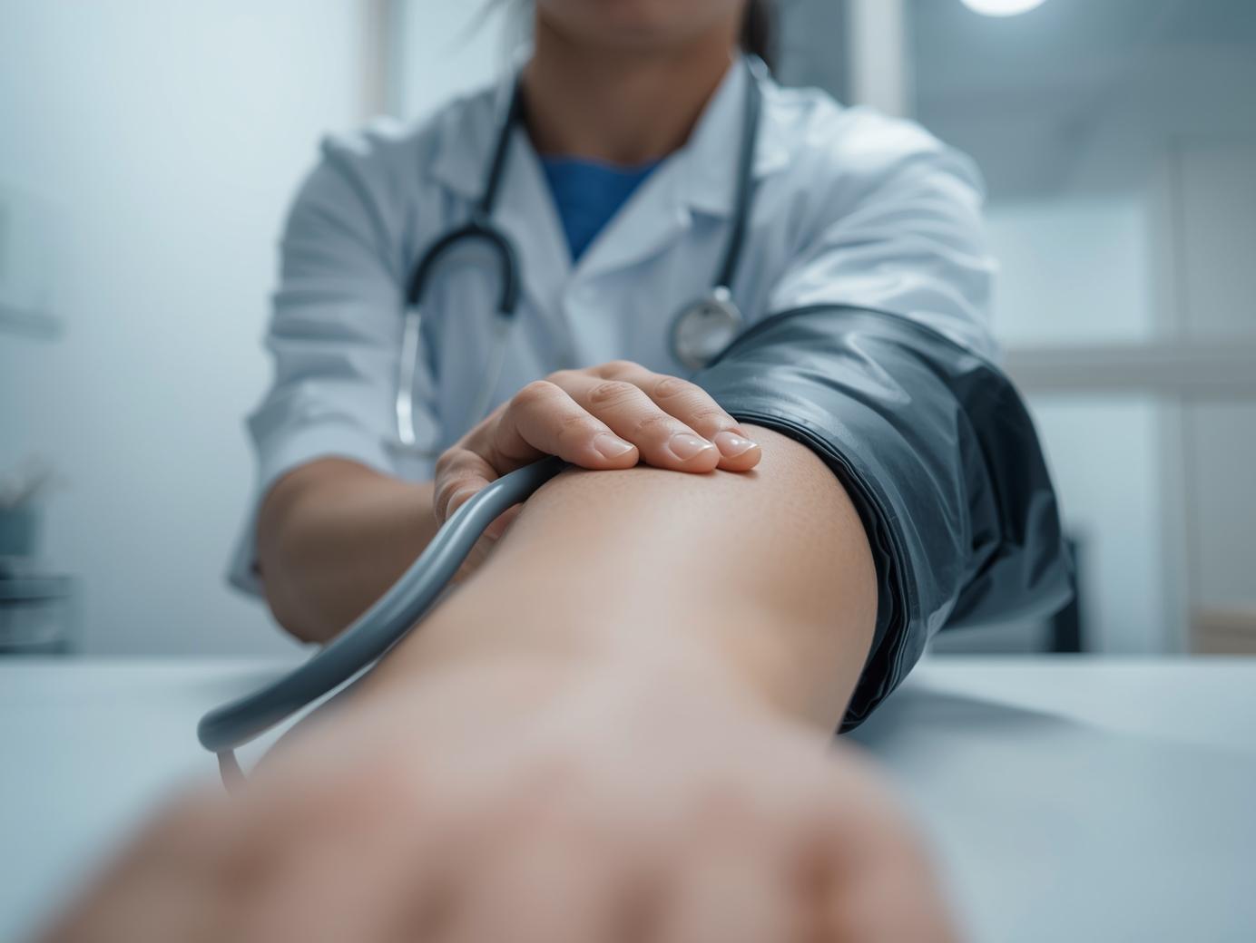 혈압과 맥박을 같이 측정하고 있는 모습