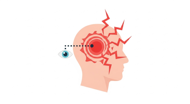 편두통&middot;두통과 연관된 눈 주변&middot;눈 뒤 통증 개념 아이콘
