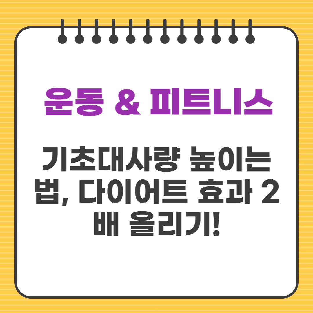 기초대사량 높이는 법, 다이어트 효과 2배 올리기!